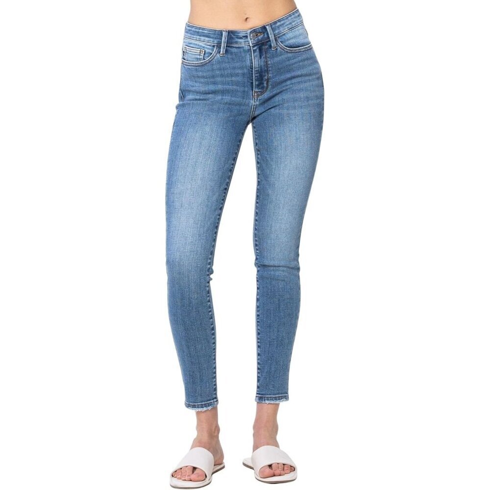 Mid Rise Skinny Jeans Women Cotton Blend Vintage Wash Zipper Closure